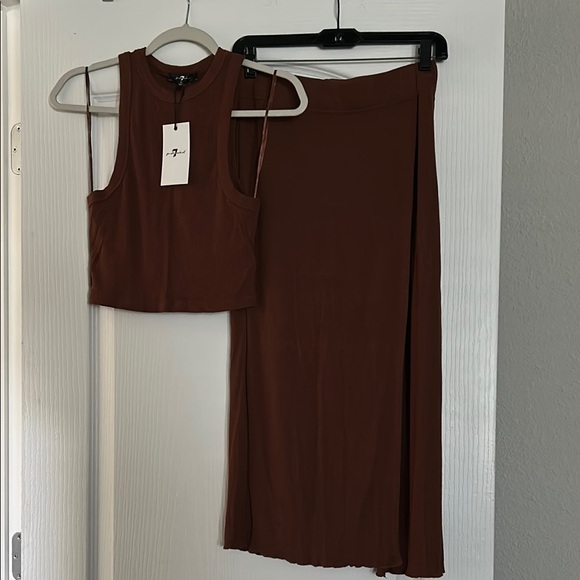 7 For All Mankind Brown Midi Pencil Skirt Set - Picture 1 of 4